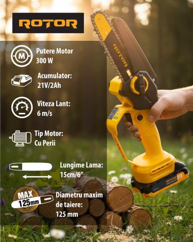 Mini drujbă 6" RBS-62 ROTOR (Set cu acumulator 21V)