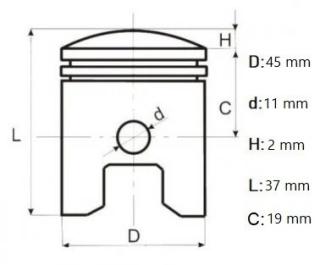 Set piston drujbă China 5200 Elefant, 45 mm, bolț 11 mm