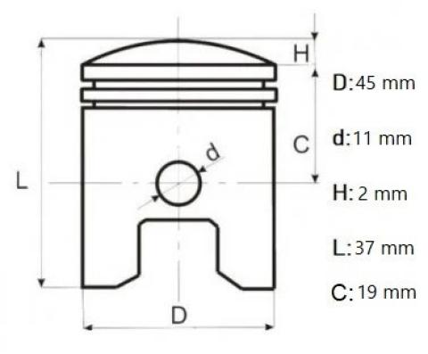 Set piston drujbă China 5200 Elefant, 45 mm, bolț 11 mm