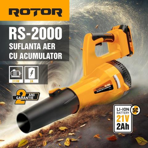 Suflantă aer pe acumulator Rotor RS-2000, 315W, 21V/2Ah, 60 cm