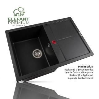 Chiuvetă Elefant Premium Selena Negru Metalic: 785x495mm Elegantă