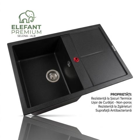 Chiuvetă Elefant Premium Selena Negru Metalic: 785x495mm Elegantă