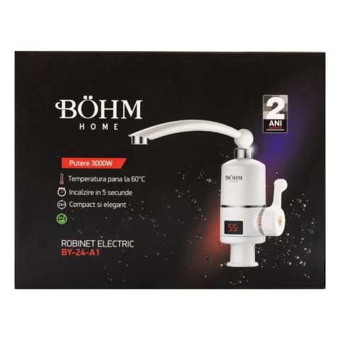 Robinet electric vertical BÖHM BY-24A-1, Pipă L, Afișaj Digital, 3000W