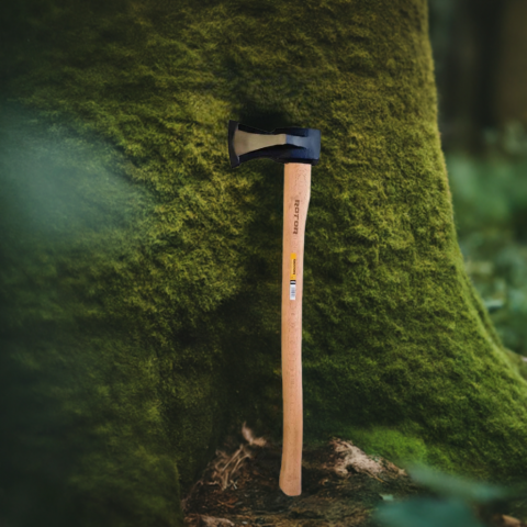 Splitting ax with wooden handle
