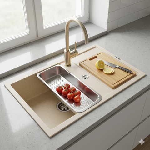 Chiuvetă Elefant Premium Selena Nisip Bej 785x495mm