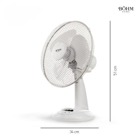 Desk Fan 12" BOHM BLTF-1203, 3 Speeds, 40 W