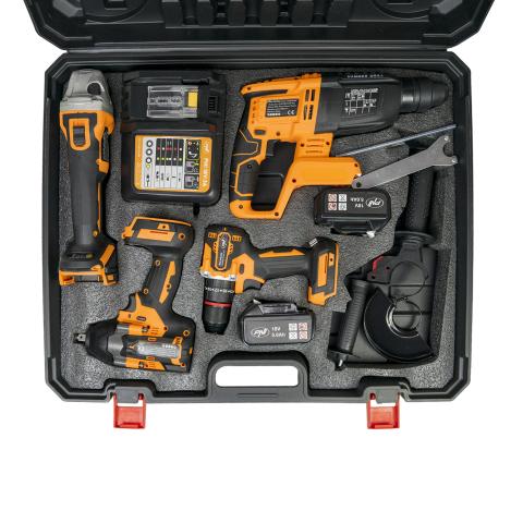 PNI WK450 Power Tool Set, 2 x 18V 5.0Ah Batteries, Drill & Driver Kit